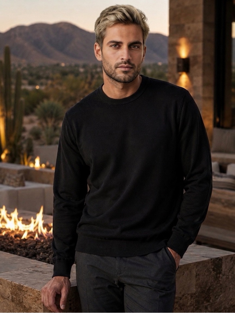 NWT Murano Modern Performance Black Crewneck Sweater XL Breathable
